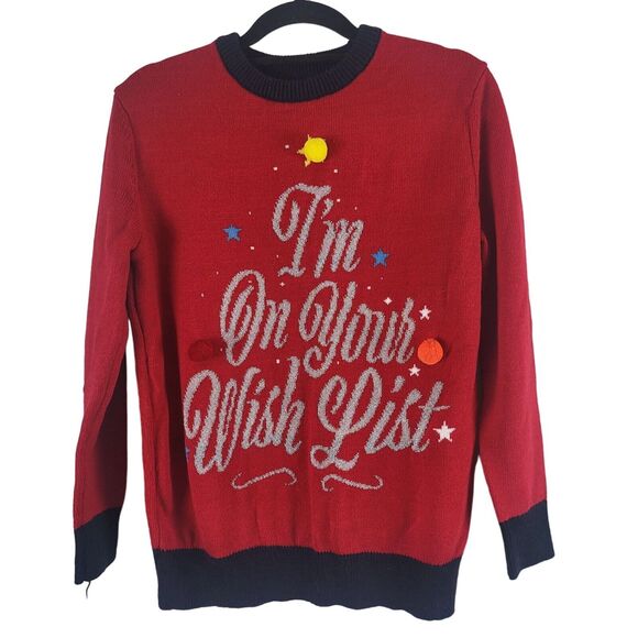 H&M Ugly Christmas Sweater S Womens Red Long Sleeve Crew Neck Pullover Holiday - Picture 1 of 10